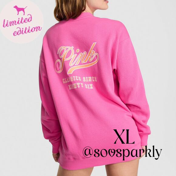 PINK Victoria's Secret Sweaters - VS PINK Limited Edition Pink Gossip Ivy Fleece Oversized Crewneck Sweatshirt- XL
